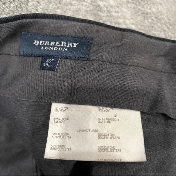Burberry London navy blue pleated front pants size 36 x 28.5 stretch slacks - Picture 4 of 10